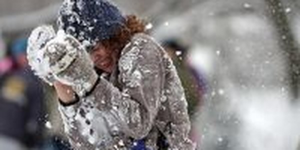 Снежная битва в Познани собрала несколько сотен человек