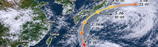 Траектория тайфуна JANGMI в Тихом океане 