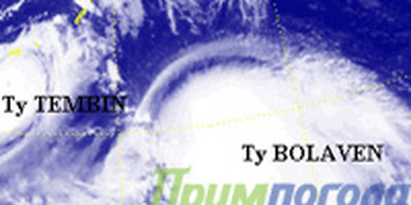 Тайфун TEMBIN подбирается к острову Тайвань